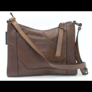 Frye Leather Melissa Zip Crossbody Dark Brown